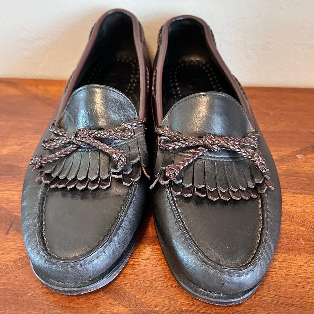 Dexter Men’s Black and Brown Leather Sole Loafers Size 9